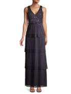 Adrianna Papell Tiered Beaded Gown