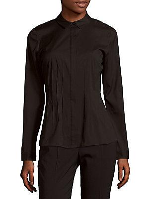 Lafayette 148 New York Tucked Buttoned Blouse