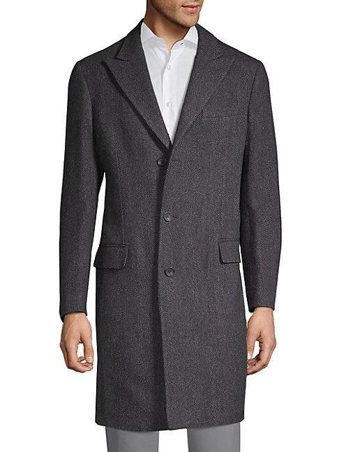 Saks Fifth Avenue Made In Italy Herringbone Premium Wool-blend Coat