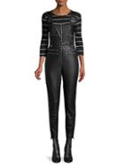 Weworewhat Faux Leather Moto Jumpsuit
