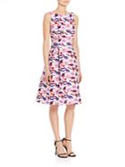 Teri Jon By Rickie Freeman Floral Print Sleeveless Tea Dress