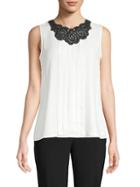 Karl Lagerfeld Paris Pintucked Embroidery Shell Top