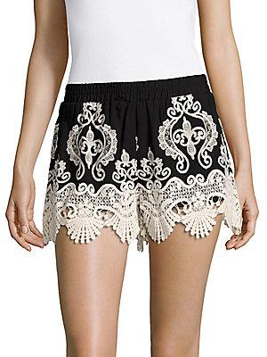 Romeo & Juliet Couture Banded-waist Lace Shorts