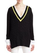 Alexander Wang Layered Varsity Cable-knit Sweater
