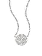Saks Fifth Avenue 14k White Gold Round Diamond Medallion Necklace