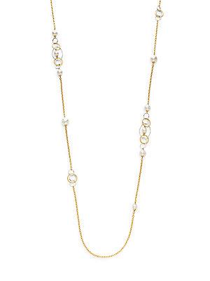 Majorica Rain 8mm-12mm White Pearl Mixed Hoop Station Necklace