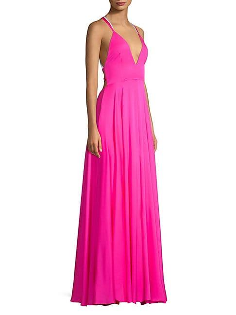 Milly Monroe Plunging Tie Back Gown