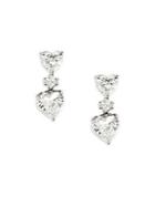 Fantasia Double Heart Crystal And Sterling Silver Dangle Earrings