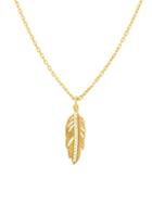 Chloe & Madison 14k Gold Vermeil & Crystal Feather Pendant Necklace