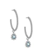 Judith Ripka Sterling Silver & Blue Topaz Hoop Earrings