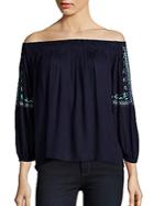 Kas New York Embroidered Off-the-shoulder Top