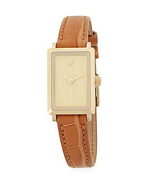 Gomelsky Rectangle Leather Strap Watch
