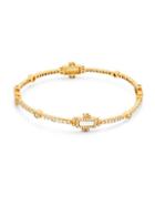 Freida Rothman 14k Gold Crystal And Mother-of-pearl Bangle Bracelet