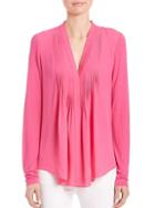 Elie Tahari Willow Pleated-front Silk Blouse