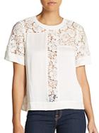 Rebecca Taylor Ss Lace Mix Top