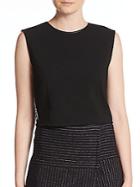 Alice + Olivia Flynn Lace & Leather Accented Crop Top
