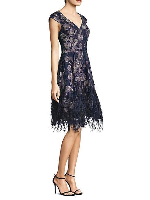 Theia Floral Feather Dress