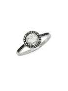 Suzanne Kalan Black Diamond & White Topaz 14k White Gold Bezel Ring