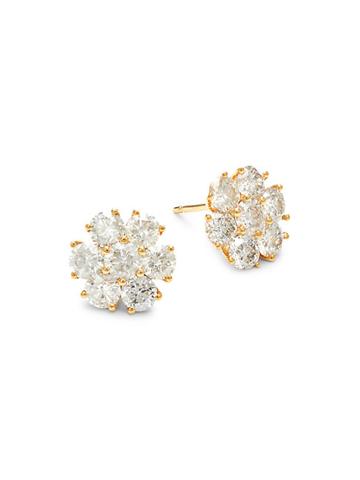 Diana M Jewels 14k Yellow Gold & Diamond Floral Stud Earrings