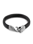 Eye Candy La Jerry Stainless Steel & Leather Snake Head Bracelet