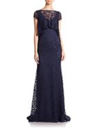 Theia Lace Overlay Gown