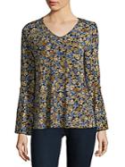 Chelsea & Theodore Floral Bell-sleeve Top
