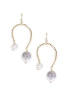 Saachi Goldtone & 5-10mm Baroque White Pearl Drop Earrings