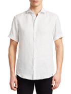 Emporio Armani Printed Linen Short-sleeve Shirt