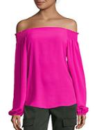 Saks Fifth Avenue Red Prickly Off-the-shoulder Top