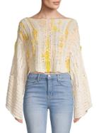 Free People Textured Cotton Blend Cropped Sweater