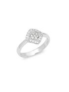 Saks Fifth Avenue White Gold & Diamond Studded Solitaire Ring