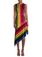 Milly Krista Rainbow Velvet Midi Dress