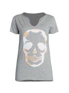 Zadig & Voltaire Tunisien Camo Skull Graphic Henley T-shirt