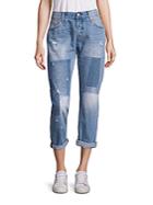 Levi's 501 Light Wash Patchwork Cropped Jeans