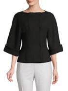 Versace Collection Textured Three Quarter-sleeve Top