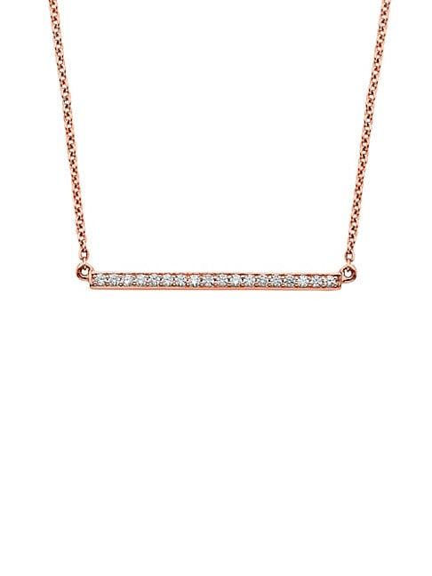Nephora Diamond 14k Rose Gold Bar Pendant Necklace