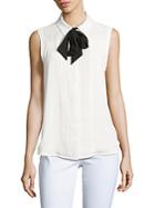 Karl Lagerfeld Lace-trimmed Tie-neck Blouse