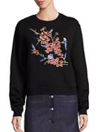 Carven Cotton Floral Embroidered Sweatshirt