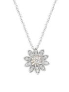 Effy 14k White Gold & Diamond Flower Pendant Necklace