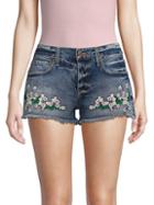 Ao.la By Alice + Olivia Embroidered Low-rise Denim Shorts
