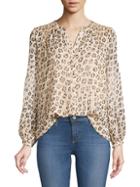 Joie Cordell Smocked Leopard Blouse