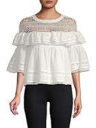 Lumie Mixed Lace Ruffled Cotton Top