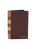 Burberry Logo Leather Check Wallet