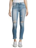 Frame Le High Distressed Raw-edge Skinny Jeans