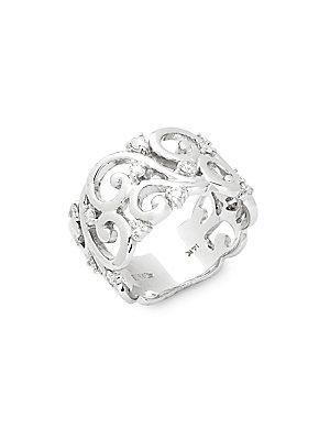 Effy Diamond And 14k White Gold Intricate Ring