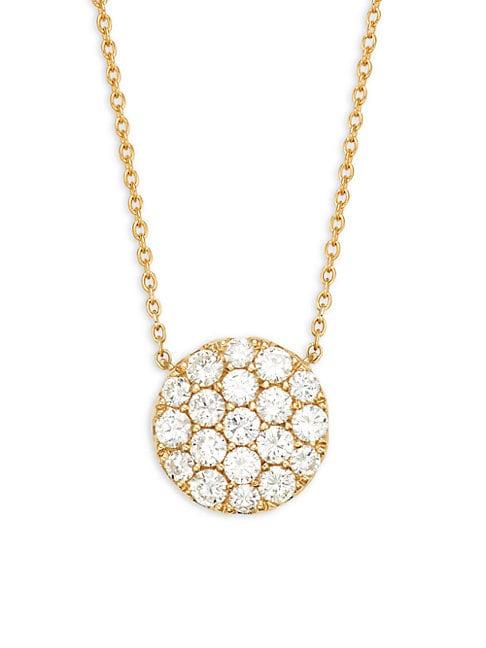 Diana M Jewels 14k Yellow Gold & Diamond Circle Pendant Necklace