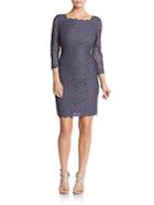 Adrianna Papell Square-neck Lace Sheath Dress
