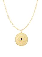 Chloe & Madison 14k Gold Vermeil & Cubic Zirconia Evil Eye Medallion Pendant Necklace