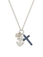 Effy Sterling Silver & Sapphire Cross & Anchor Pendant Necklace