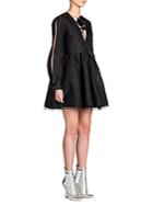 Fendi Open Sleeve Fur & Embellished Cloqu&eacute; Fit-&-flare Dress